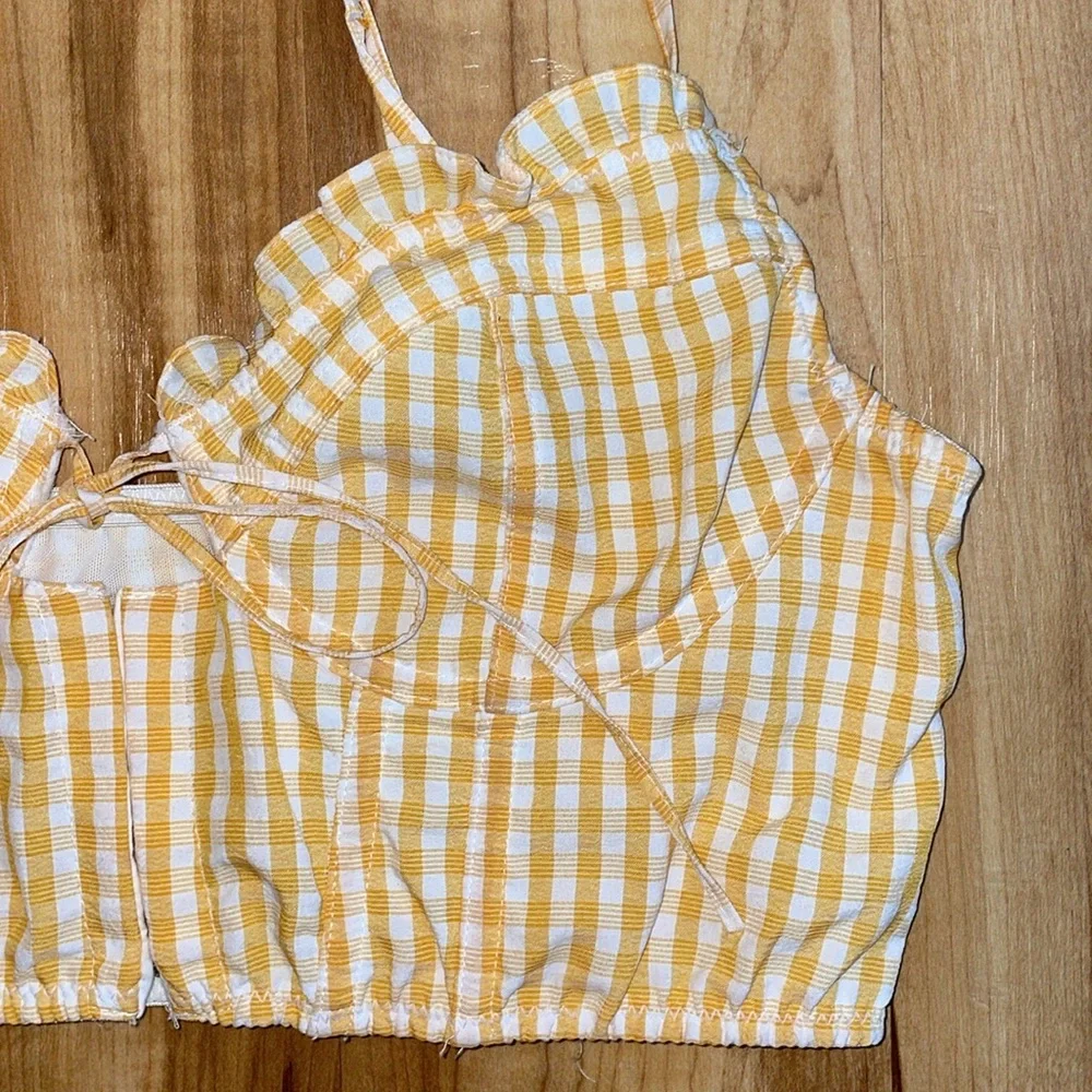 Out From Under yellow gingham corset top size M - Picture 5 of 10